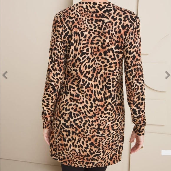 Chico’s Cotton - Cashmere-Blend‎ Animal-Print Tunic Sweater Sz 0 - Picture 2 of 10